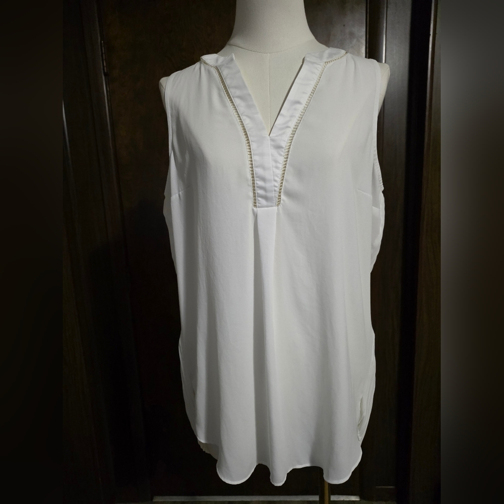 White House Black Market V-Neck White Blouse